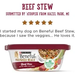 Purina Beneful Prepared Meals Beef Stew With Peas, Carrots, Rice & Barley Wet Dog Food 17 Purina Beneful Prepared Meals Beef Stew With Peas, Carrots, Rice & Barley Wet Dog Food -Blue Buffalos Shop 100166 PT6. AC SS1800 V1700156543