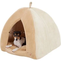 Best Pet Supplies Fleece Tent Covered Cat & Dog Bed, Tan -Blue Buffalos Shop 107132 PT3. AC SS1800 V1566250841