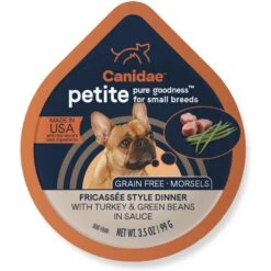 CANIDAE PURE Petite All Stages Small Breed Fricassee Style Dinner With Turkey & Green Beans Wet Dog Food Trays, 3.5-oz, Case Of 12