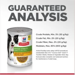 Hill's Science Diet Adult 7+ Senior Vitality Chicken & Vegetable Stew Canned Dog Food 17 Hill's Science Diet Adult 7+ Senior Vitality Chicken & Vegetable Stew Canned Dog Food -Blue Buffalos Shop 109444 PT6. AC SS1800 V1597958794