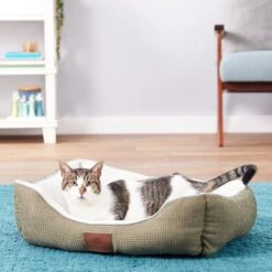 American Kennel Club AKC Box Weave Design Bolster Cat & Dog Bed -Blue Buffalos Shop 115246 PT4. AC SS1800 V1566318856