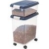 IRIS USA 2-Piece WeatherPro Airtight Stackable Dog Cat & Bird Food Pet Food Storage Container Combo & Treat Box, Navy, 35-lb -Blue Buffalos Shop 116487 MAIN. AC SS1800 V1680729868