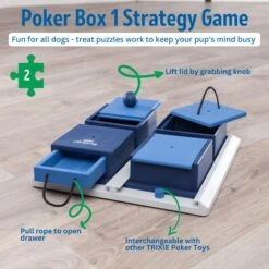 TRIXIE Activity Poker Box Activity Strategy Game Dog Toy, Level 2 -Blue Buffalos Shop 118931 PT3. AC SS1800 V1686329110