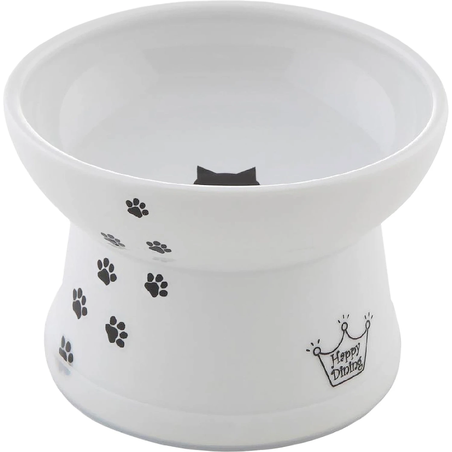Necoichi Ceramic Elevated Cat Food Bowl, White Paw Print 3 Necoichi Ceramic Elevated Cat Food Bowl, White Paw Print