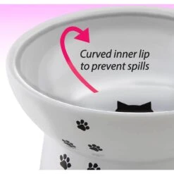 Necoichi Ceramic Elevated Cat Food Bowl, White Paw Print 13 Necoichi Ceramic Elevated Cat Food Bowl, White Paw Print -Blue Buffalos Shop 118993 PT2. AC SS1800 V1674730097