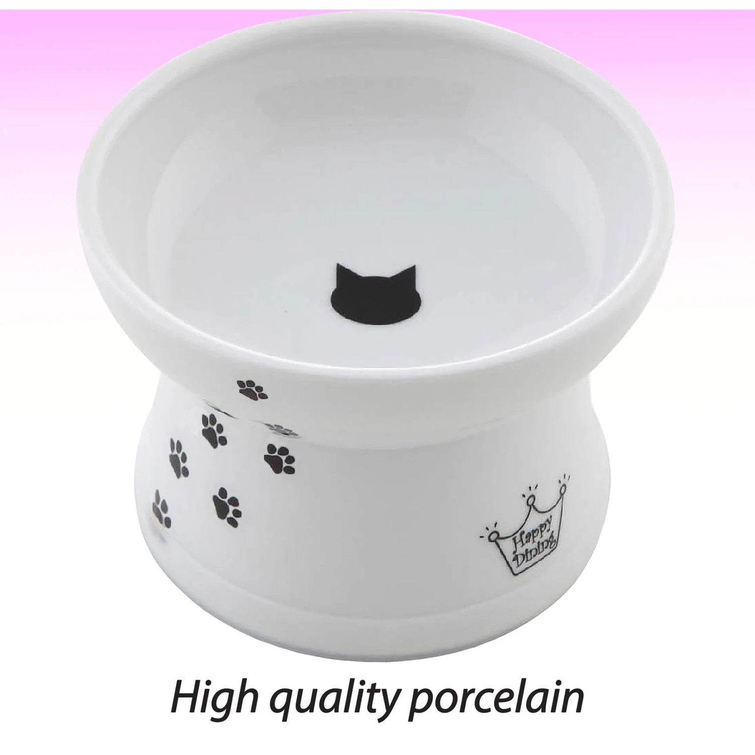Necoichi Ceramic Elevated Cat Food Bowl, White Paw Print 6 Necoichi Ceramic Elevated Cat Food Bowl, White Paw Print - Image 4