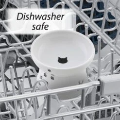 Necoichi Ceramic Elevated Cat Food Bowl, White Paw Print 15 Necoichi Ceramic Elevated Cat Food Bowl, White Paw Print -Blue Buffalos Shop 118993 PT4. AC SS1800 V1674730098