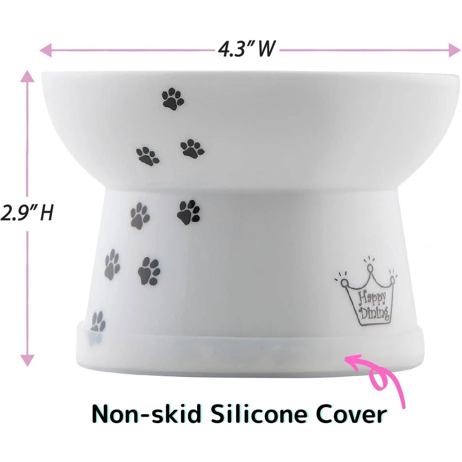Necoichi Ceramic Elevated Cat Food Bowl, White Paw Print 10 Necoichi Ceramic Elevated Cat Food Bowl, White Paw Print - Image 8