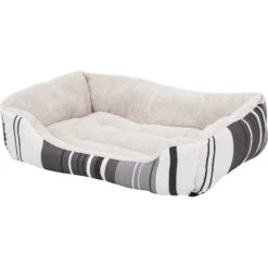 ASPCA Microtech Striped Bolster Dog Bed With Removable Cover -Blue Buffalos Shop 120508 PT2. AC SS1800 V1566323291