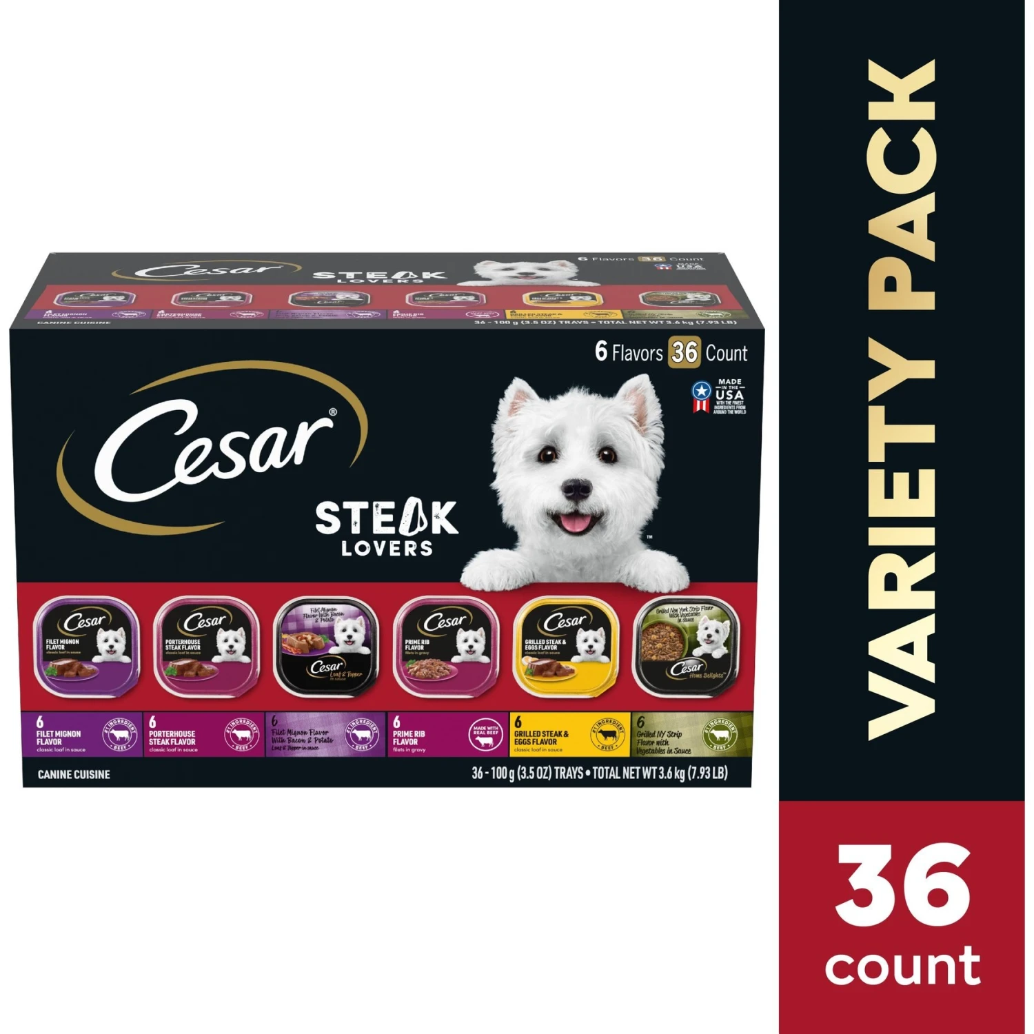 Cesar Steak Lovers Variety Pack Small Breed Adult Wet Dog Food Trays 5 Cesar Steak Lovers Variety Pack Small Breed Adult Wet Dog Food Trays - Image 3