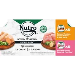Nutro Grain-Free Tender Chicken Stew & Roasted Turkey Stew Cuts In Gravy Variety Pack Wet Dog Food Trays