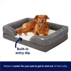 Frisco Plush Orthopedic Front Bolster Cat & Dog Bed W/Removable Cover -Blue Buffalos Shop 144862 PT2. AC SS1800 V1667229042