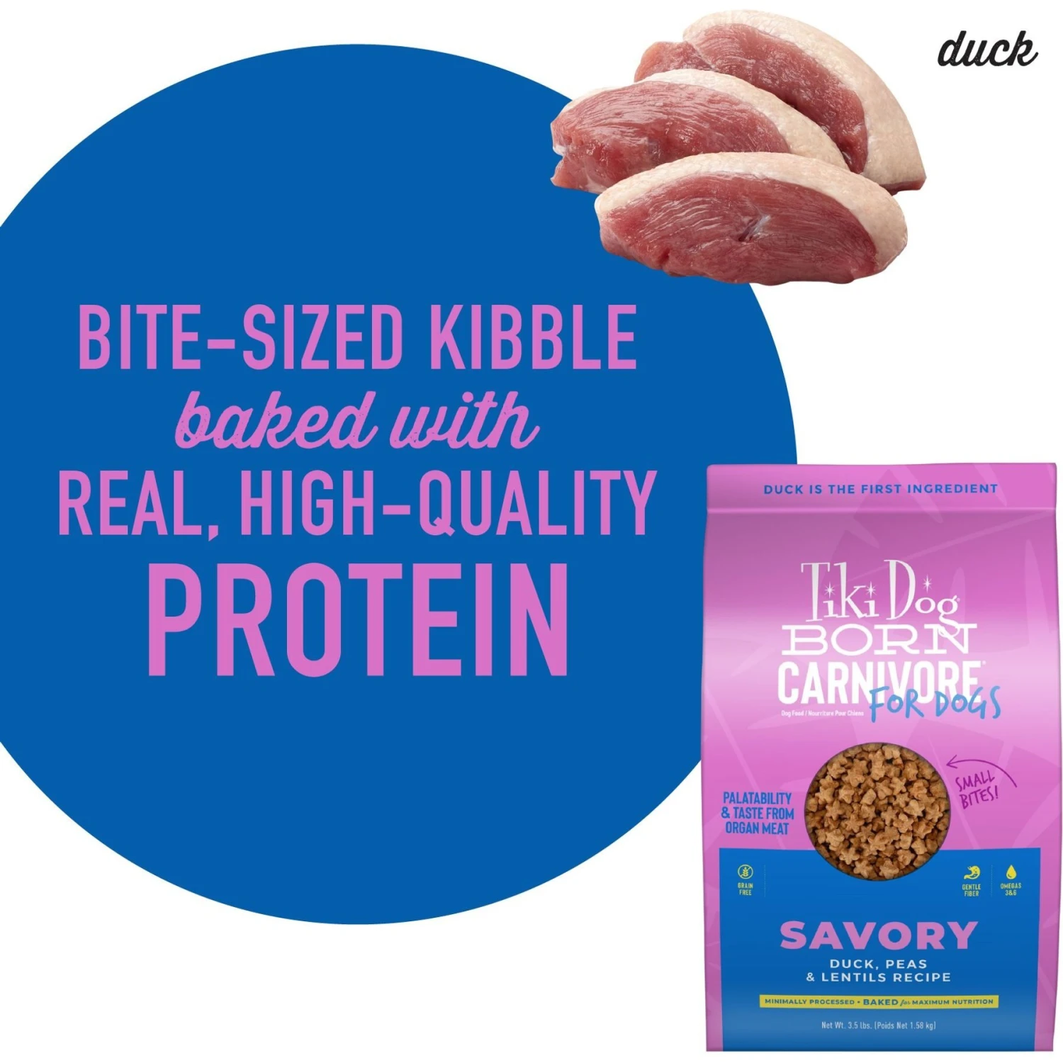 Tiki Dog Born Carnivore Savory Duck, Peas & Lentils, Baked Dry Dog Food 8 Tiki Dog Born Carnivore Savory Duck, Peas & Lentils, Baked Dry Dog Food - Image 6