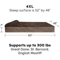 FurHaven Quilted Goliath Chaise Bolster Dog Bed With Removable Cover -Blue Buffalos Shop 152602 PT4. AC SS1800 V1597085194