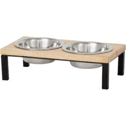 Frisco Wood Elevated Stainless Steel Double Diner Dog & Cat Bowl -Blue Buffalos Shop 161144 PT1. AC SS1800 V1578432808