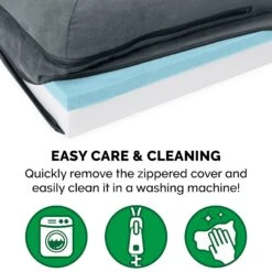 FurHaven Two Tone Faux Fur & Suede Deluxe Chaise Cooling Gel Dog & Cat Bed With Removable Cover -Blue Buffalos Shop 176048 PT7. AC SS1800 V1601490980