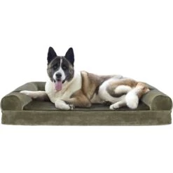FurHaven Faux Fur Cooling Gel Bolster Cat & Dog Bed With Removable Cover -Blue Buffalos Shop 176134 PT3. AC SS1800 V1566490670