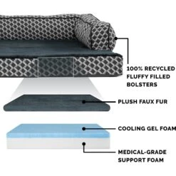 FurHaven Comfy Couch Cooling Gel Cat & Dog Bed With Removable Cover -Blue Buffalos Shop 178854 PT5. AC SS1800 V1613090821