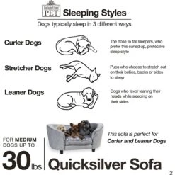 Enchanted Home Pet Quicksilver Sofa Cat & Dog Bed With Removable Cover, Medium, Silver -Blue Buffalos Shop 180292 PT2. AC SS1800 V1563226114