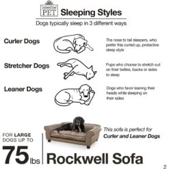 Enchanted Home Pet Rockwell Sofa Dog Bed With Removable Cover, Large, Pewter -Blue Buffalos Shop 180298 PT5. AC SS1800 V1563226364