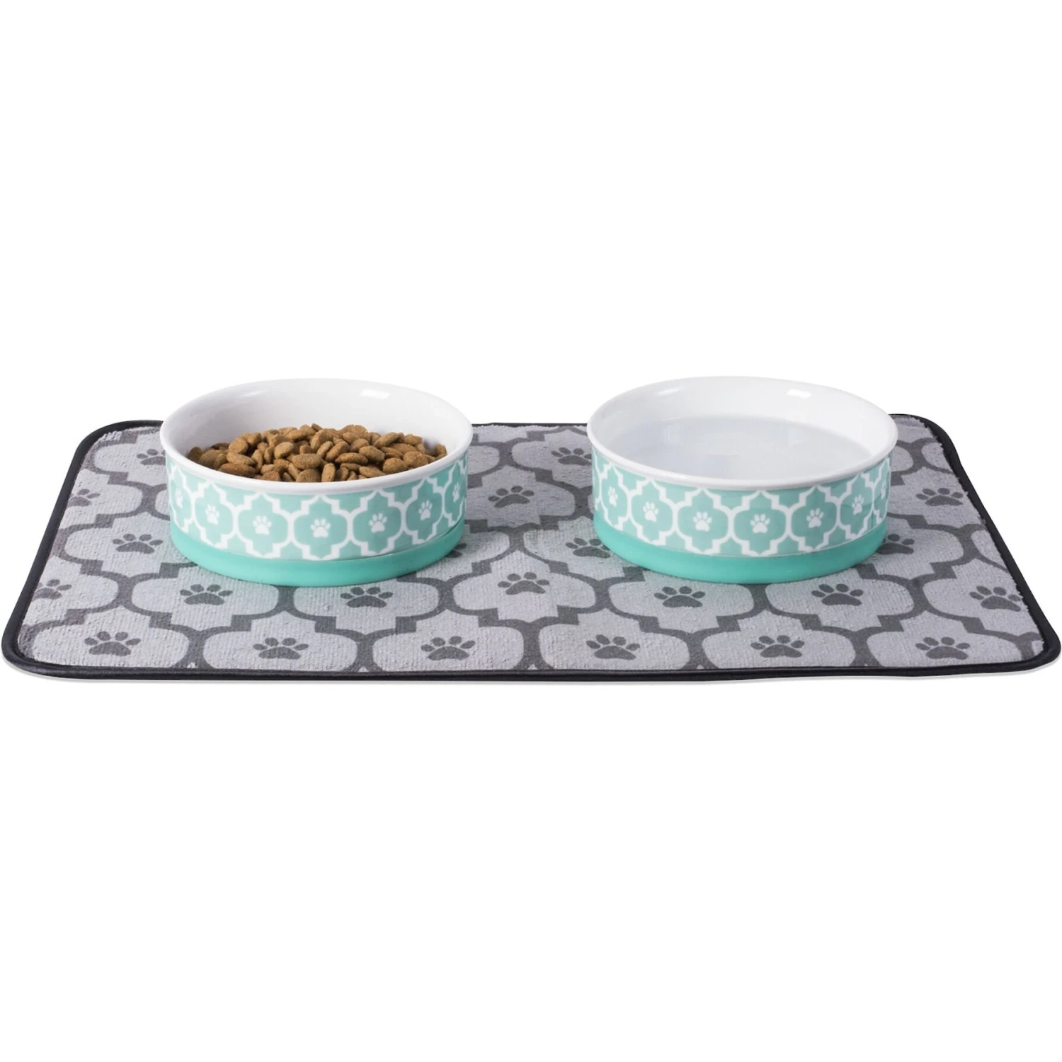 Bone Dry Paw Lattice Print Non-Skid Ceramic Dog & Cat Bowl Set 5 Bone Dry Paw Lattice Print Non-Skid Ceramic Dog & Cat Bowl Set - Image 3
