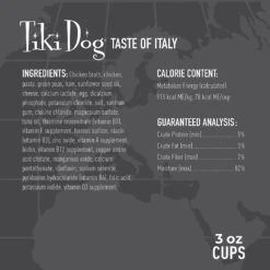 Tiki Dog Taste Of Italy Chicken, Pasta & Carbonara Recipe In Broth Wet Dog Food, 3-oz Cup, Case Of 4 -Blue Buffalos Shop 186333 PT5. AC SS1800 V1631197623