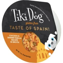 Tiki Dog Taste Of Spain Chicken & Shrimp Paella Recipe In Broth Gluten-Free Wet Dog Food, 3-oz Cup, Case Of 4