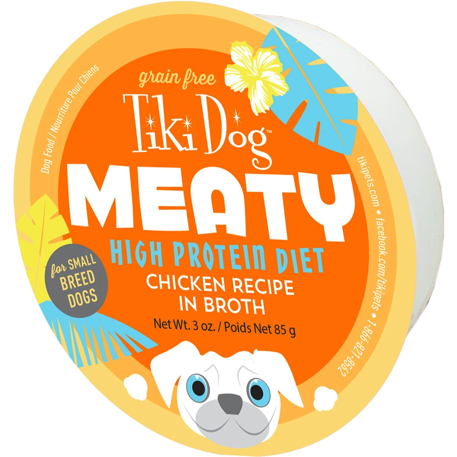 Tiki Dog Meaty High Protein Diet Chicken Recipe In Broth Grain-Free Wet Dog Food, 3-oz Cup, Case Of 4 3 Tiki Dog Meaty High Protein Diet Chicken Recipe In Broth Grain-Free Wet Dog Food, 3-oz Cup, Case Of 4