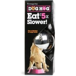 Omega Paw Dog Hog Slow Dog Feeder, Silver