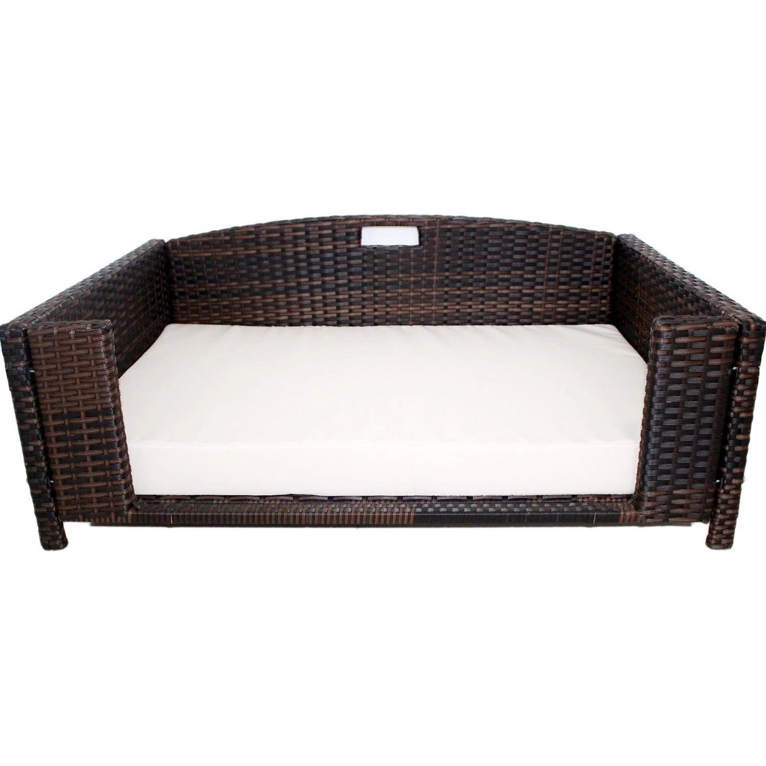 Iconic Pet Rattan Rectangular Sofa Cat & Dog Bed With Removable Cover, Espresso 3 Iconic Pet Rattan Rectangular Sofa Cat & Dog Bed With Removable Cover, Espresso