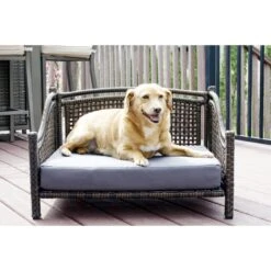 Iconic Pet Maharaja Rattan Sofa Cat & Dog Bed With Removable Cover, Caramel & Mocha