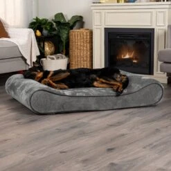 FurHaven Minky Plush Luxe Lounger Memory Foam Dog Bed With Removable Cover