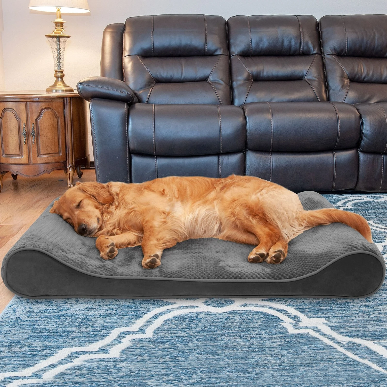 FurHaven Minky Plush Luxe Lounger Cooling Gel Dog Bed With Removable Cover 3 FurHaven Minky Plush Luxe Lounger Cooling Gel Dog Bed With Removable Cover