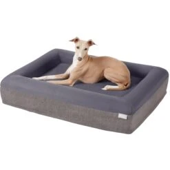 Frisco Orthopedic Rectangular Bolster Cat & Dog Bed W/Removable Cover -Blue Buffalos Shop 210226 PT2. AC SS1800 V1590067655