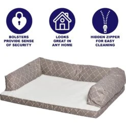 MidWest QuietTime Couture Hampton Orthopedic Bolster Dog Bed With Removable Cover -Blue Buffalos Shop 213014 PT3. AC SS1800 V1576086557