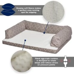 MidWest QuietTime Couture Hampton Orthopedic Bolster Dog Bed With Removable Cover -Blue Buffalos Shop 213014 PT4. AC SS1800 V1576086532