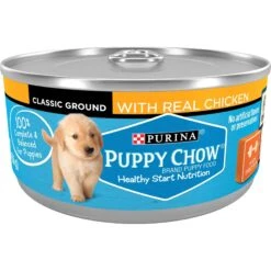 Puppy Chow Classic Ground Chicken Pate Wet Puppy Food, 5.5-oz Can, Case Of 24