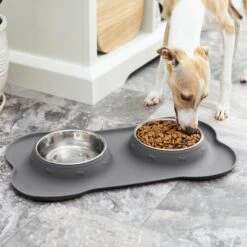 Frisco Silicone Stainless Steel Double Diner Dog & Cat Bowl -Blue Buffalos Shop 215990 PT7. AC SS1800 V1605658625
