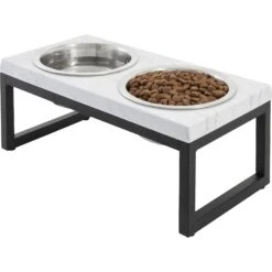 Frisco Marble Print Stainless Steel Double Elevated Dog Bowl -Blue Buffalos Shop 216017 PT2. AC SS1800 V1591020395
