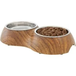 Frisco Double Stainless Steel Bowl, Wood Design -Blue Buffalos Shop 216068 PT2. AC SS1800 V1591021015