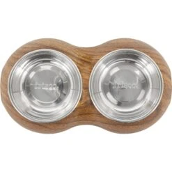 Frisco Double Stainless Steel Bowl, Wood Design -Blue Buffalos Shop 216068 PT3. AC SS1800 V1591021035