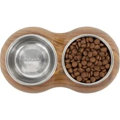 Frisco Double Stainless Steel Bowl, Wood Design -Blue Buffalos Shop 216068 PT4. AC SS1800 V1591021017