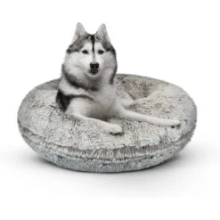 Bessie + Barnie Signature Bagel Bolster Cat & Dog Bed With Removable Cover -Blue Buffalos Shop 219333 PT2. AC SS1800 V1697762170