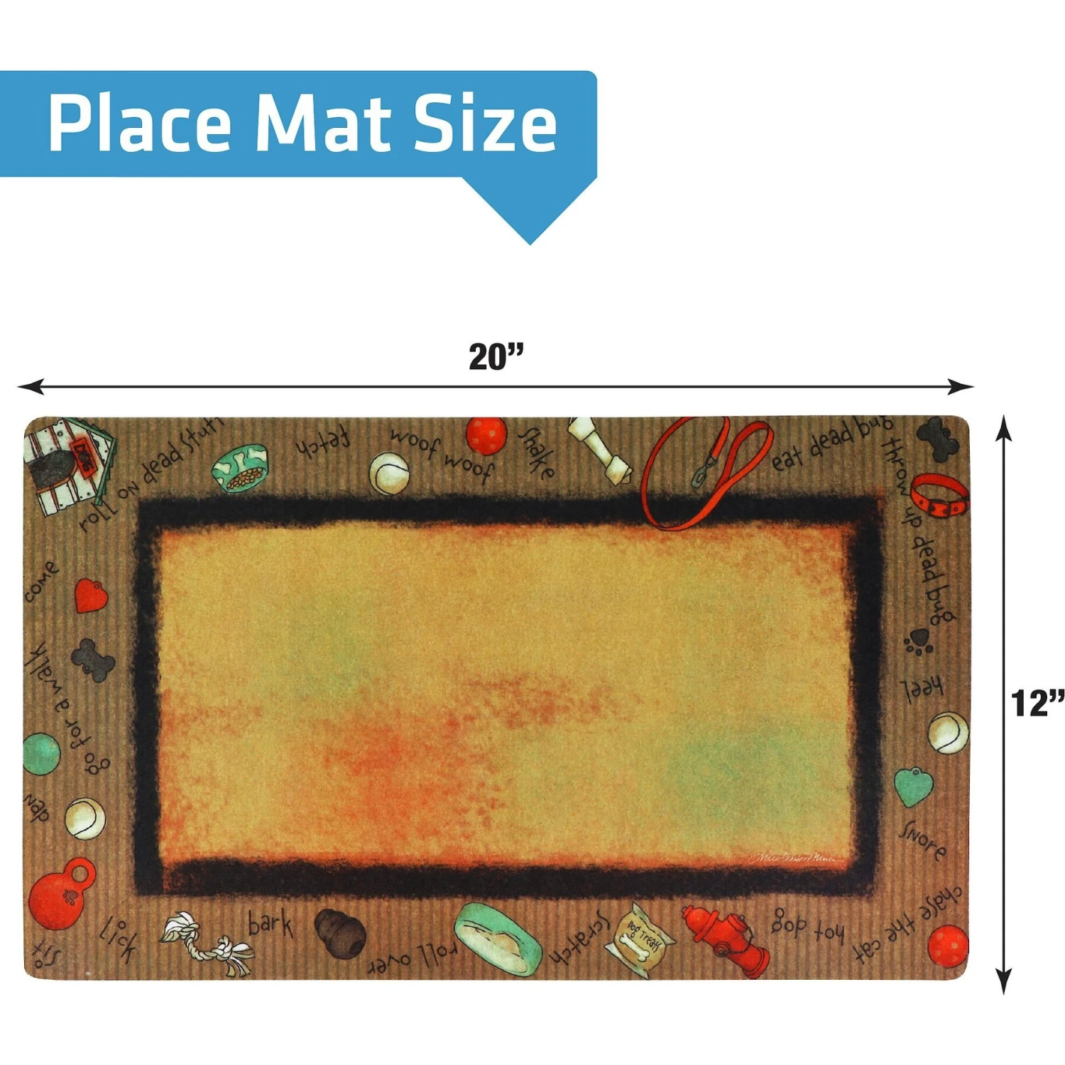 Drymate Bow Wow Border Dog Bowl Place Mat 4 Drymate Bow Wow Border Dog Bowl Place Mat - Image 2