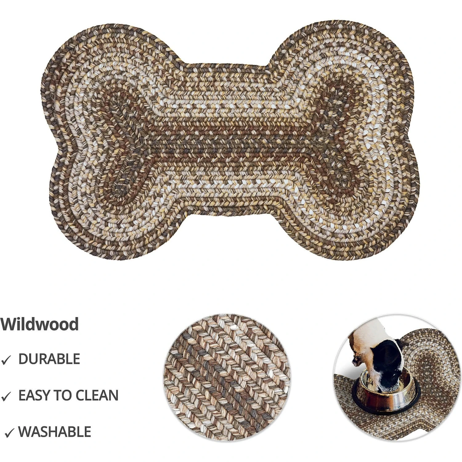 Homespice Bone Shaped Ultra Durable Braided Dog & Cat Placemat 6 Homespice Bone Shaped Ultra Durable Braided Dog & Cat Placemat - Image 4