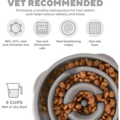 Outward Hound Fun Feeder Drop Dog Bowl, Grey -Blue Buffalos Shop 226744 PT2. AC SS1800 V1694285516