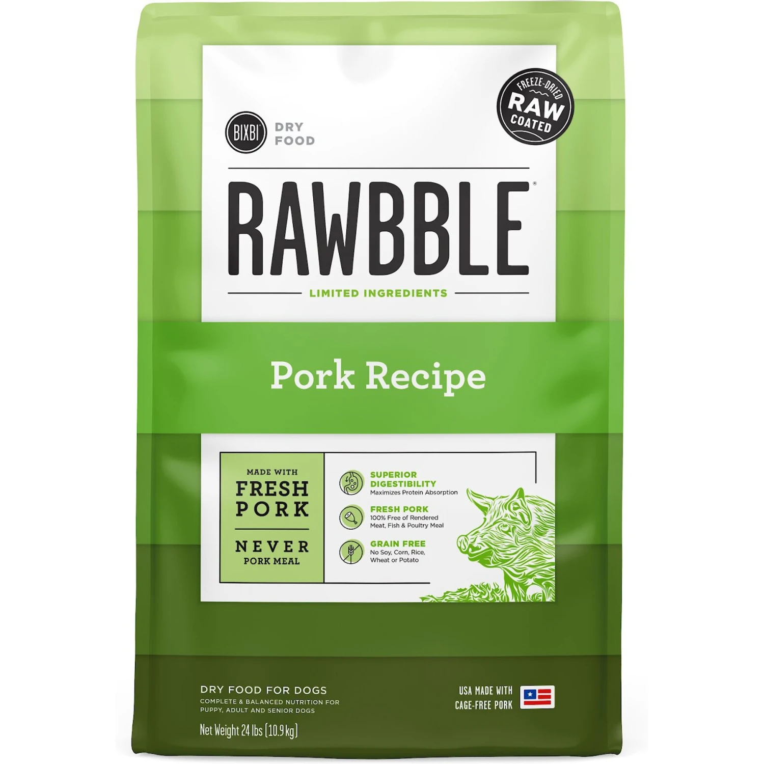 BIXBI RAWBBLE Fresh Pork Recipe Limited Ingredient Grain-Free Dry Dog Food 3 BIXBI RAWBBLE Fresh Pork Recipe Limited Ingredient Grain-Free Dry Dog Food