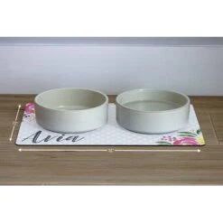 904 Custom Polka Dot Floral Personalized Dog & Cat Placemat -Blue Buffalos Shop 230926 PT2. AC SS1800 V1636413113