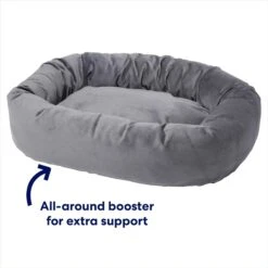 Frisco Velvet Round Bolster Dog Bed W/Removable Cover -Blue Buffalos Shop 232178 PT2. AC SS1800 V1671203057