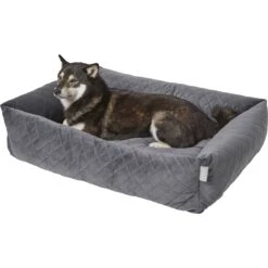 Frisco Velvet Rectangular Bolster Cat & Dog Bed -Blue Buffalos Shop 232181 PT2. AC SS1800 V1600351586